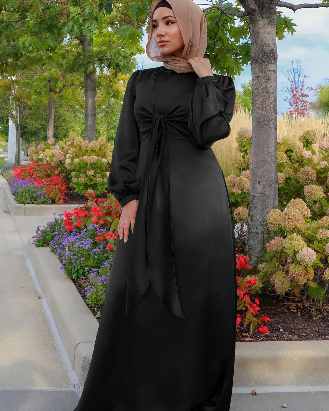 Turkey Muslim Women Hijab Satin Dress