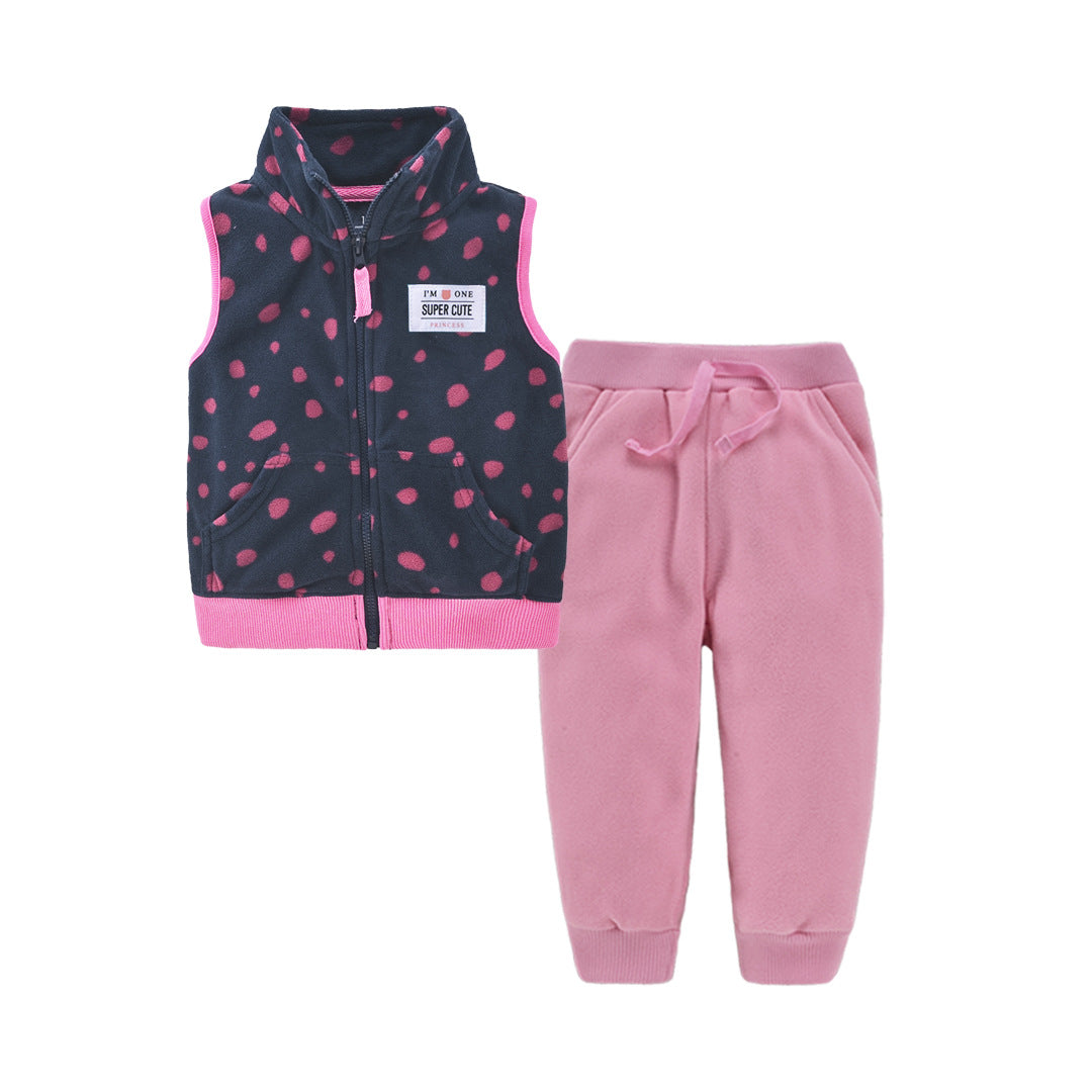 Children's Suit Two-piece Cardigan Zipper Vest