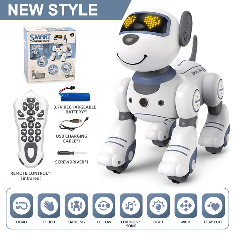 Funny RC Robot Electronic Dog Stunt Dog Voice Command Programmable Touch-sense Music Song Robot Dog for Children's Toys
