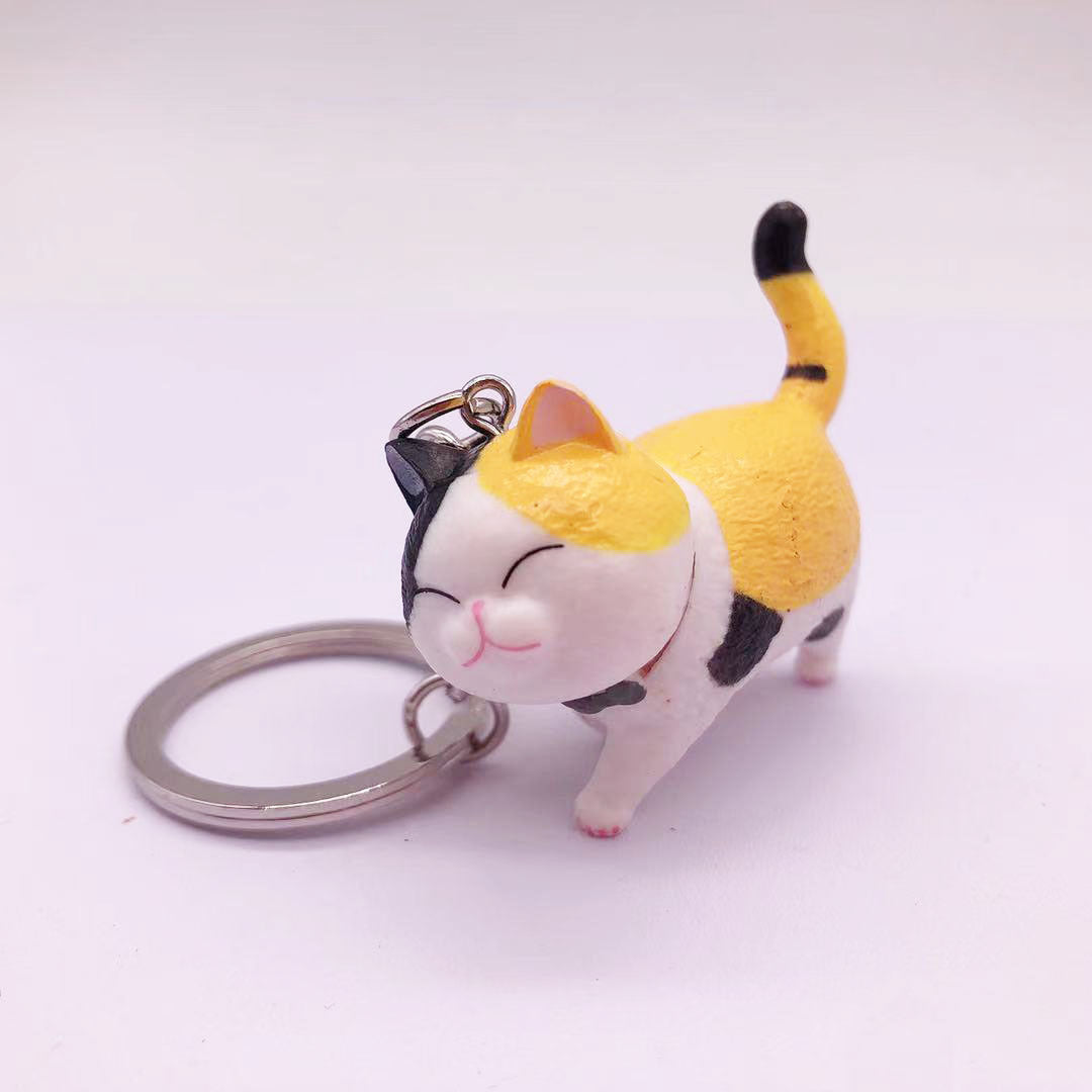 Creative New Vinyl Cartoon Kitten Key Chain Cat Pet Shop Gift Accessories Bag Car Key Chain
