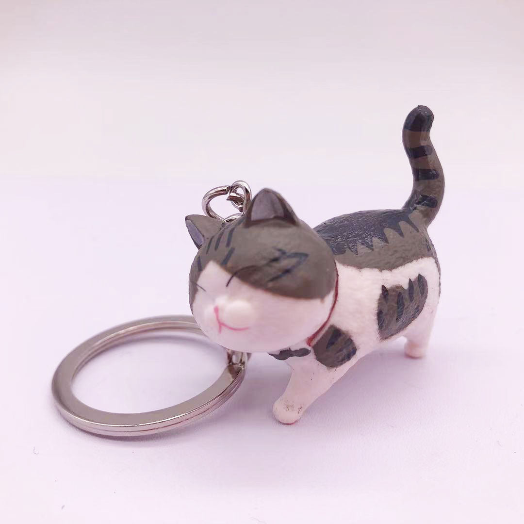 Creative New Vinyl Cartoon Kitten Key Chain Cat Pet Shop Gift Accessories Bag Car Key Chain