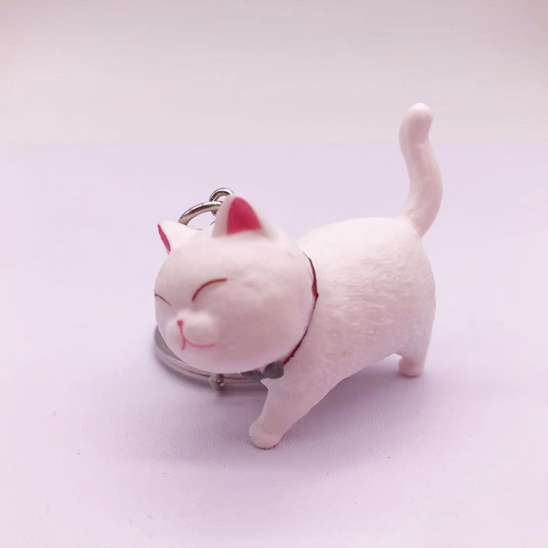 Creative New Vinyl Cartoon Kitten Key Chain Cat Pet Shop Gift Accessories Bag Car Key Chain