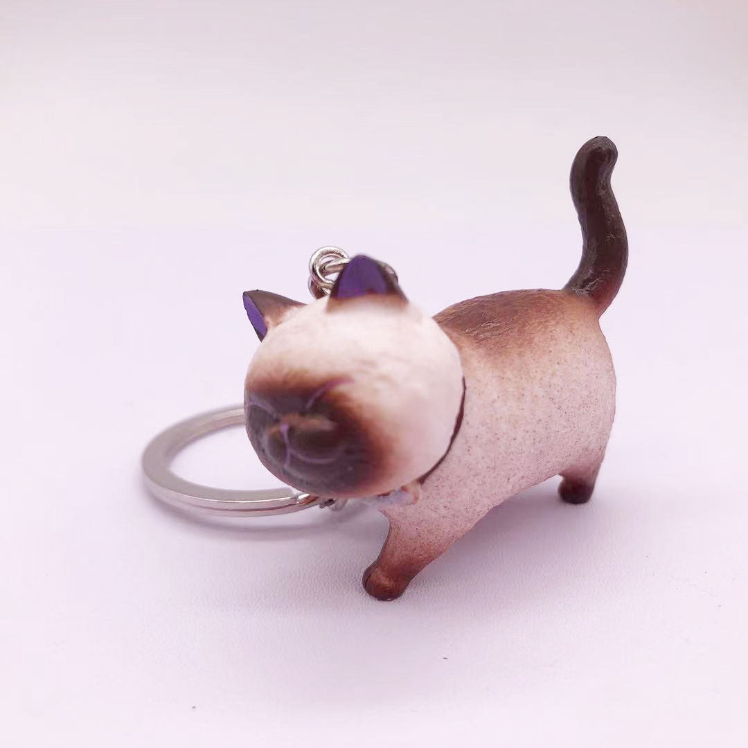 Creative New Vinyl Cartoon Kitten Key Chain Cat Pet Shop Gift Accessories Bag Car Key Chain