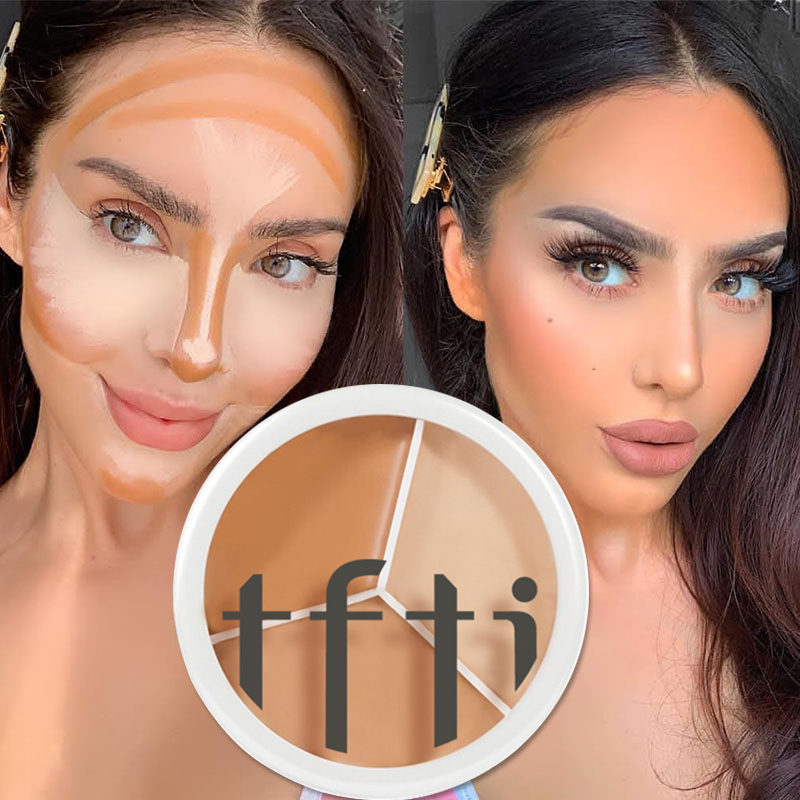 TFTI Three Colors Concealer: Concealer Palette for Covering Facial Spots, Acne Marks, and Dark Circles.