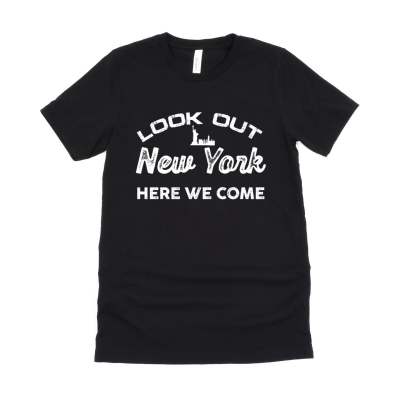 European And American Look Out New York Letter Printed Casual Round Neck T-shirt