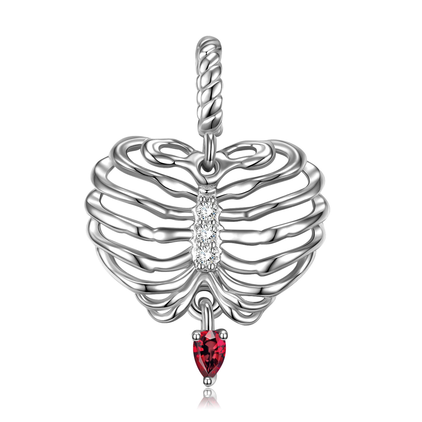 Heart Shaped Skeleton Necklace Women's Fashion Versatile Ins Style S925 Sterling Silver