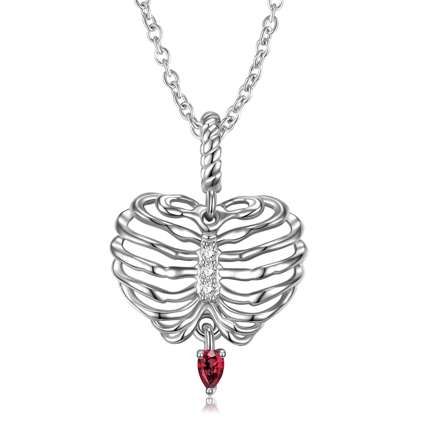 Heart Shaped Skeleton Necklace Women's Fashion Versatile Ins Style S925 Sterling Silver