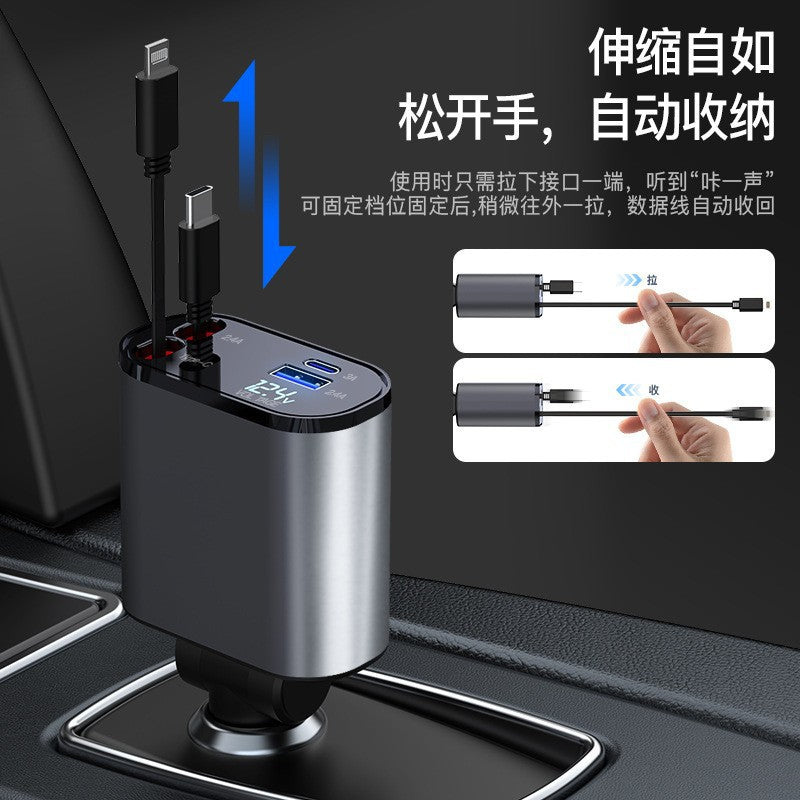 Metal Car Charger 100W Super Fast Charging Car Cigarette Lighter USB And TYPEC Adapter