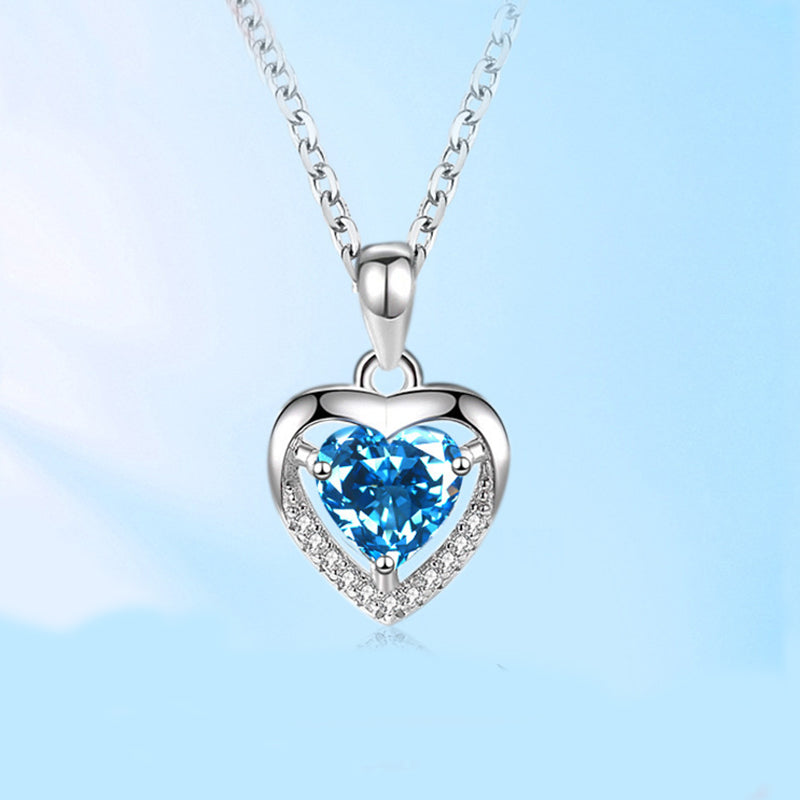 Silver 925 Heart-shaped Rhinestones Necklace Luxury, Personalized Necklace For Women