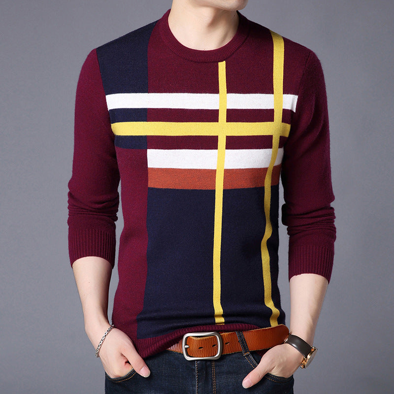 Colorblock crew neck sweater