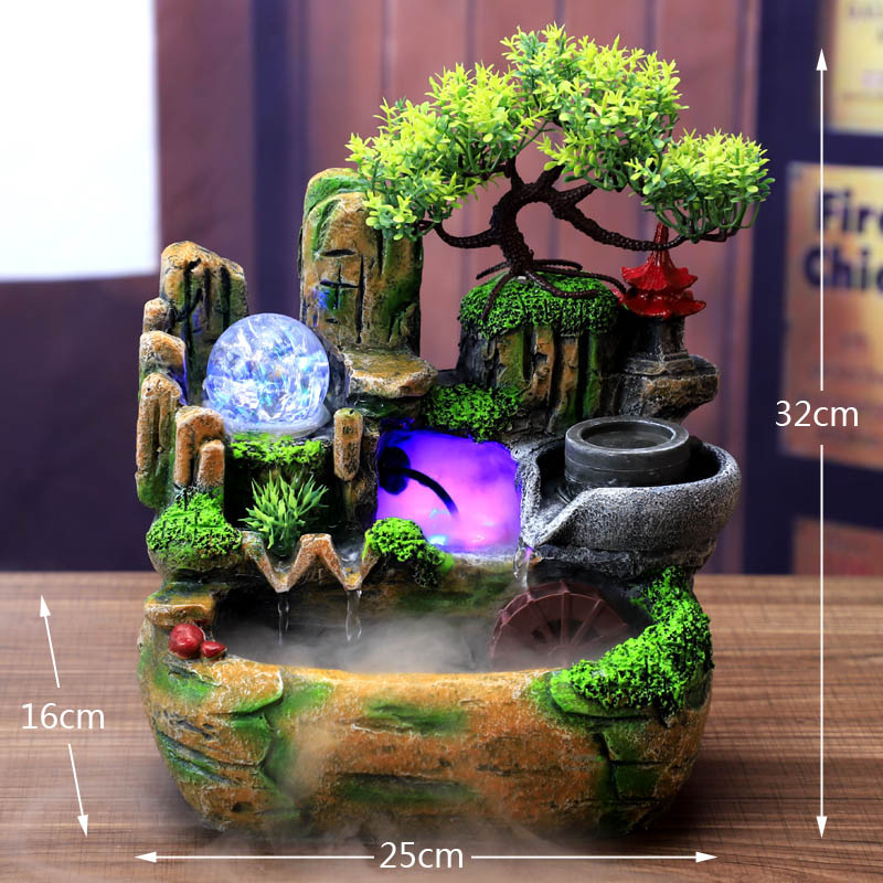 Rockery water fountain with fortune tree