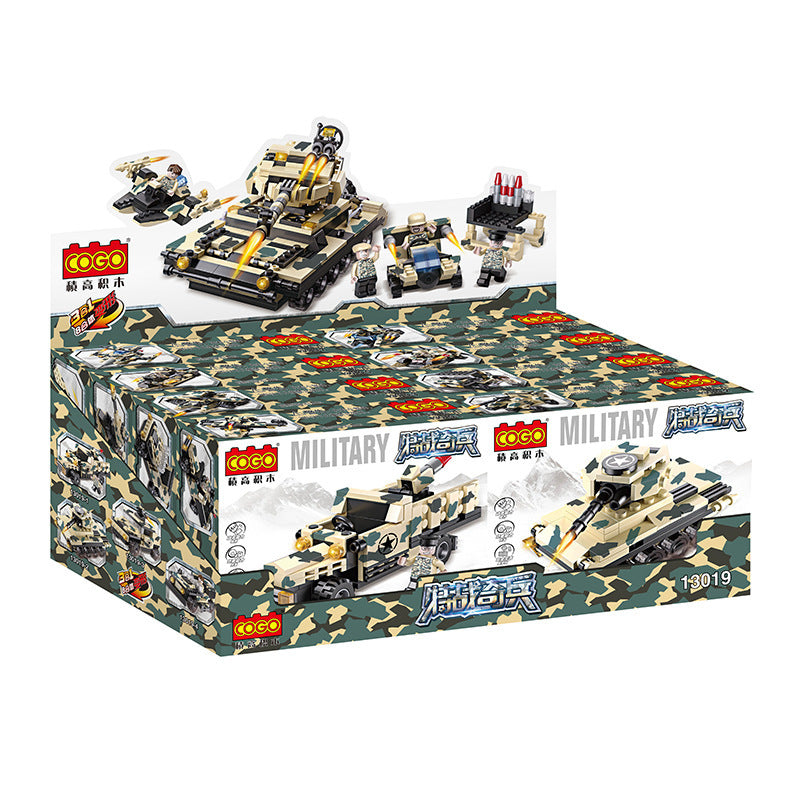 Military tank eight in one building block toy