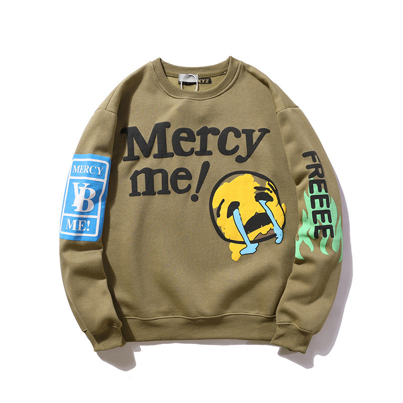 Smiley Face Foam Printing Crew Neck Sweater Men And Women Couples Tide