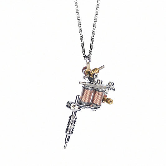 Creative Street Hipster TATTOO Tattoo Machine Necklace Pendant Retro Personality Men And Women Long Sweater Chain With Accessories