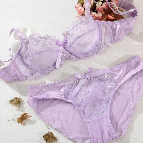 Flirting French Ultra-Thin Lingerie Bras And Panties Set For Women