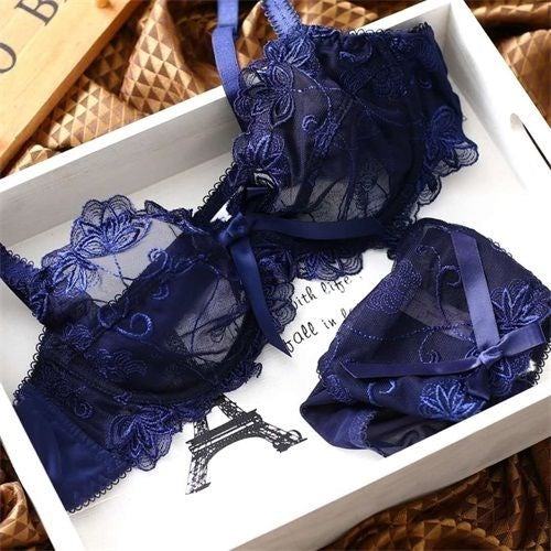 Flirting French Ultra-Thin Lingerie Bras And Panties Set For Women