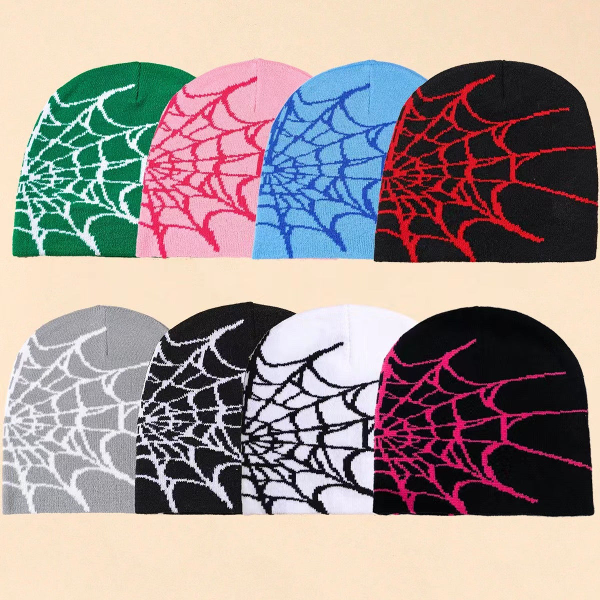 Spider Web Jacquard Knitted Hat Cold Protection In Autumn And Winter