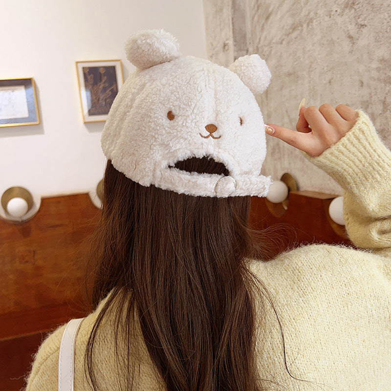 Little Bear Niche Cute Cartoon Autumn And Winter Lamb Fur Peaked Cap