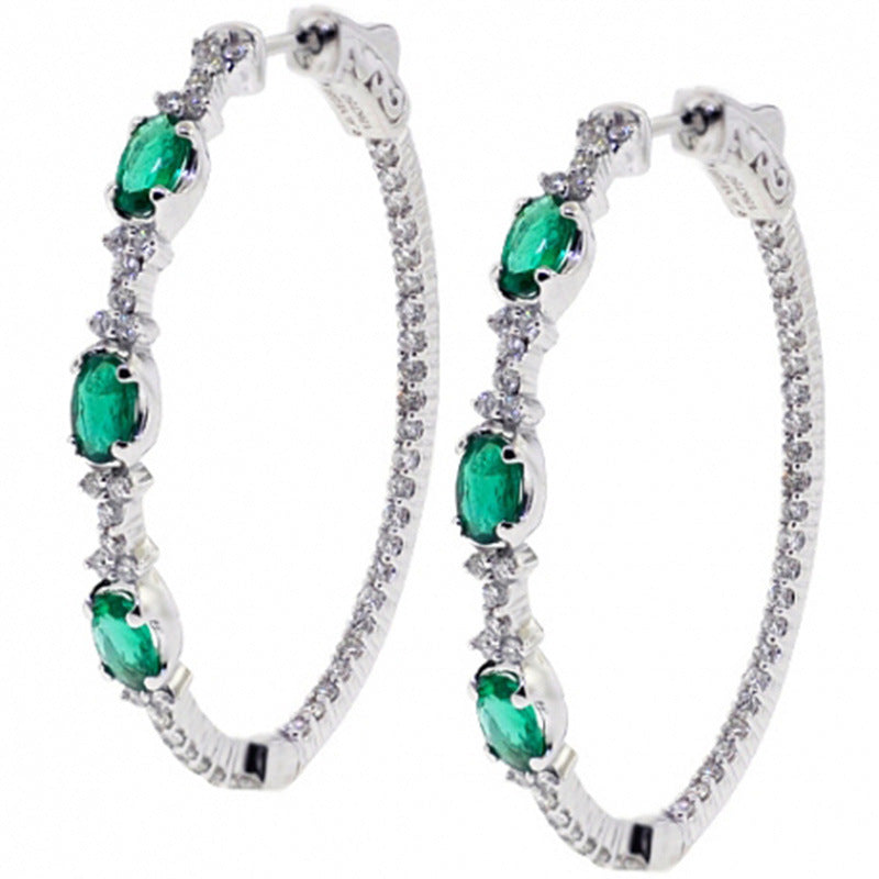 Green Zircon Big Circle Earrings