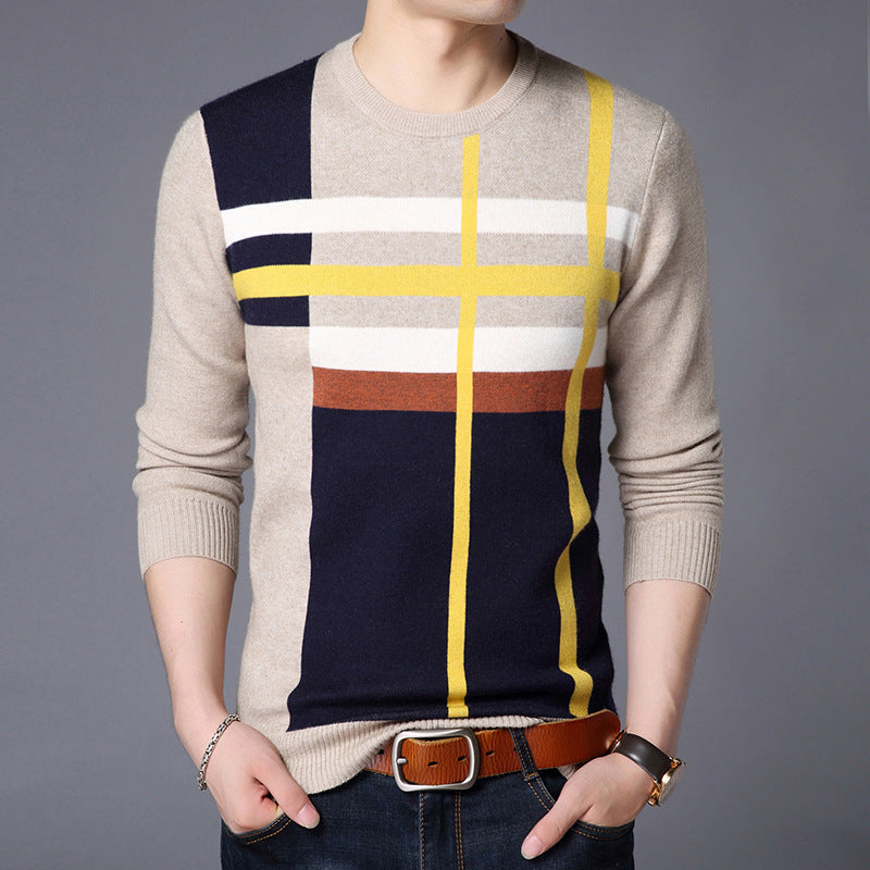 Colorblock crew neck sweater