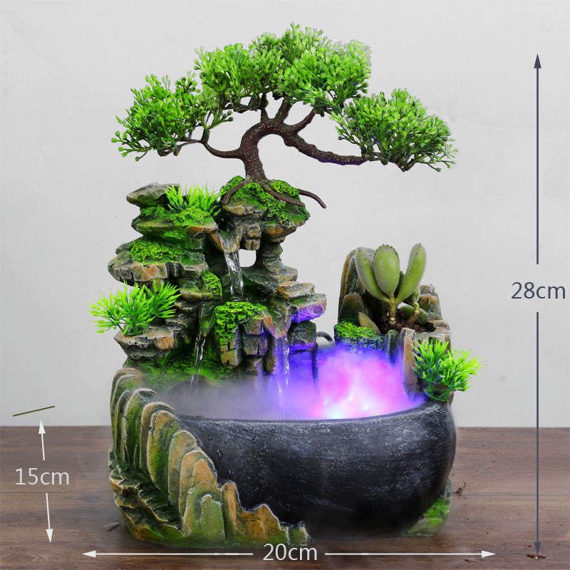 Rockery water fountain with fortune tree