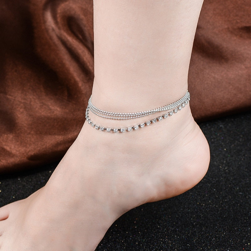 HHYDE 1PC Multilayer Crystal Foot Anklets.