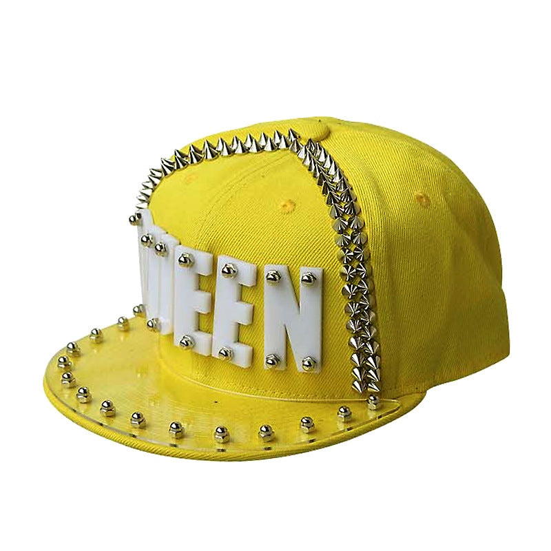 Hip-hop Flat-brimmed Cap Acrylic Letter Punk