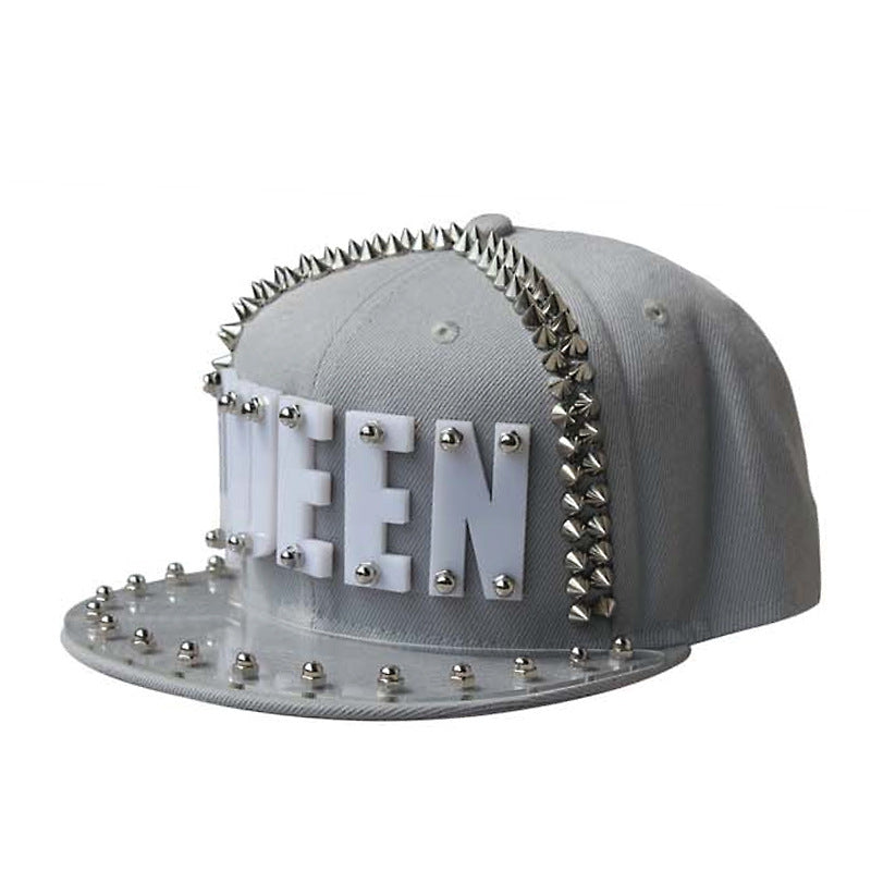 Hip-hop Flat-brimmed Cap Acrylic Letter Punk