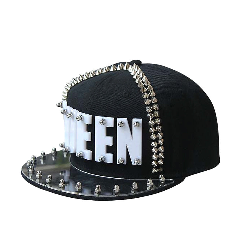 Hip-hop Flat-brimmed Cap Acrylic Letter Punk