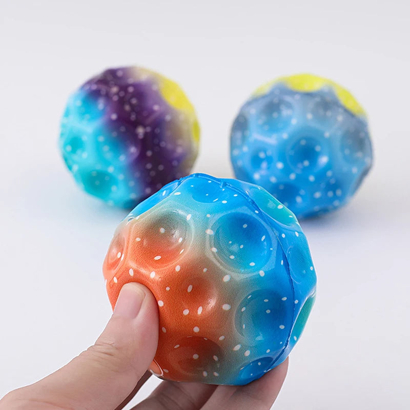 Colorful Hole Ball Soft Bouncy Ball Anti-fall Moon Shape Porous Bouncy Ball Kids Indoor Toys Ergonomic Design Elastic Ball