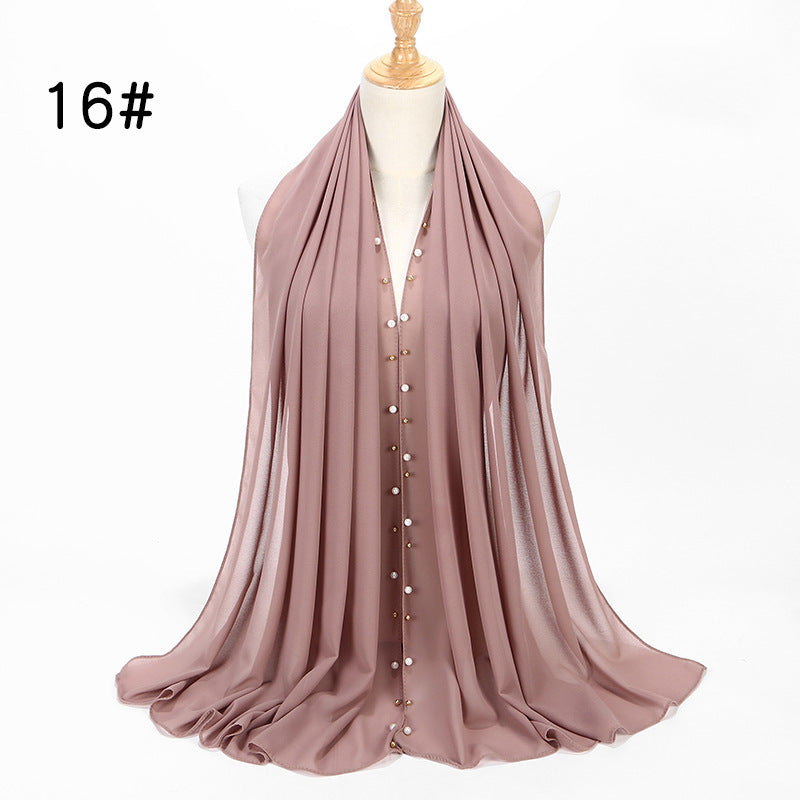 Chiffon nail pearl scarf hijab