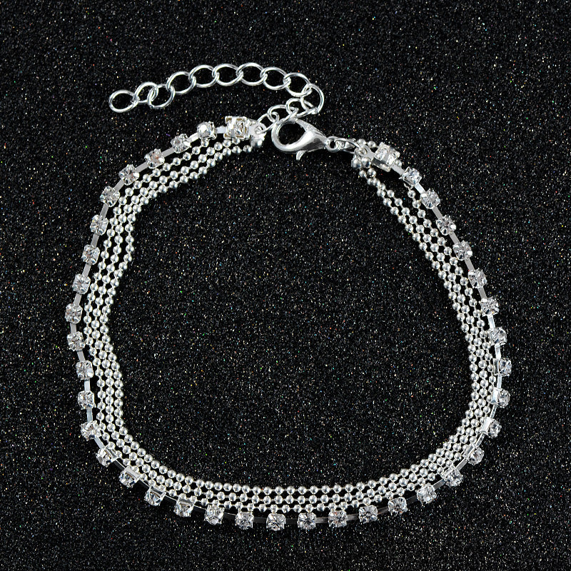 HHYDE 1PC Multilayer Crystal Foot Anklets.