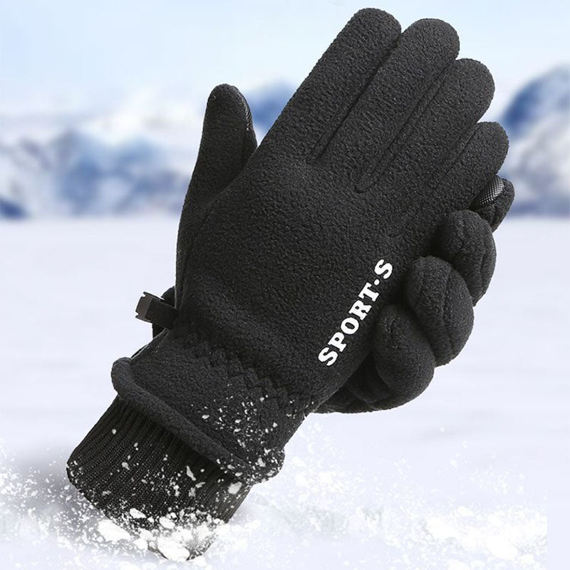 Outdoor Ski Riding Gloves Winter Polar Fleece Flip Cover Winter Gloves Men And Women Plus Velvet Thickened Warm Touch Screen Gloves