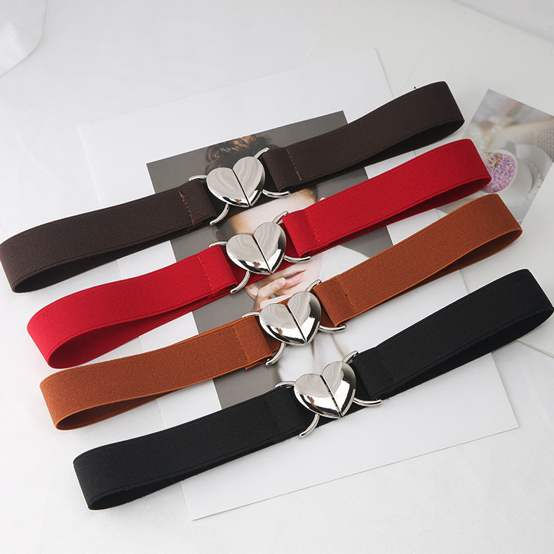 Elastic Stretch All-matching Love Buckle Thin Belt