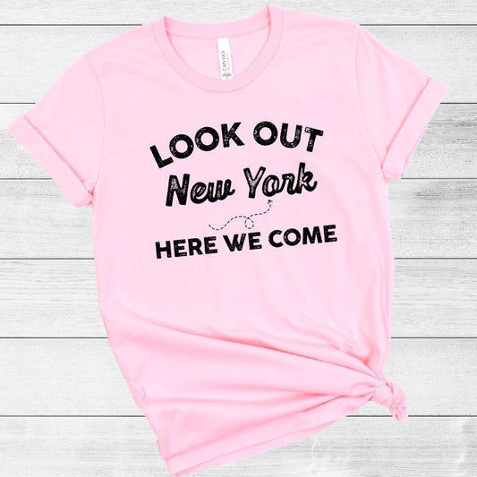 European And American Look Out New York Letter Printed Casual Round Neck T-shirt