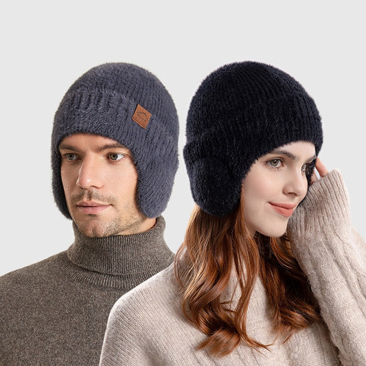 Winter Warm Plush Knitted Cold-proof Earflaps Slipover Hat