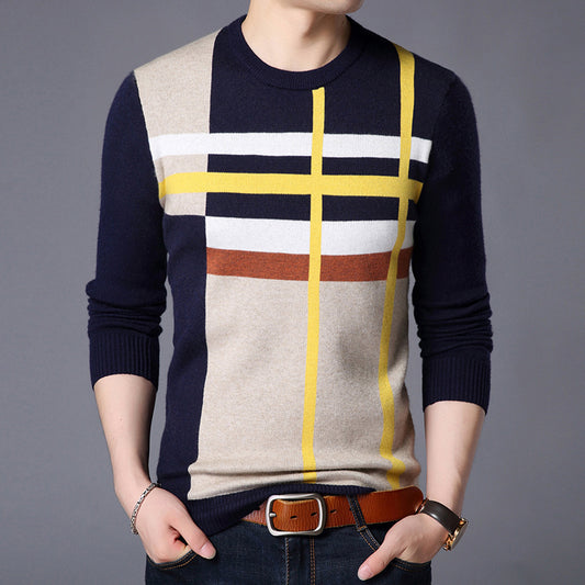 Colorblock crew neck sweater