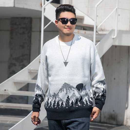 Plus Size Men's Autumn And Winter Crew Neck Sweater Men