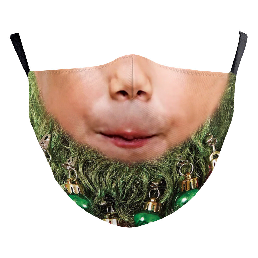 Christmas Beard Digital Printing Face Creative Double-layer Dust Mask