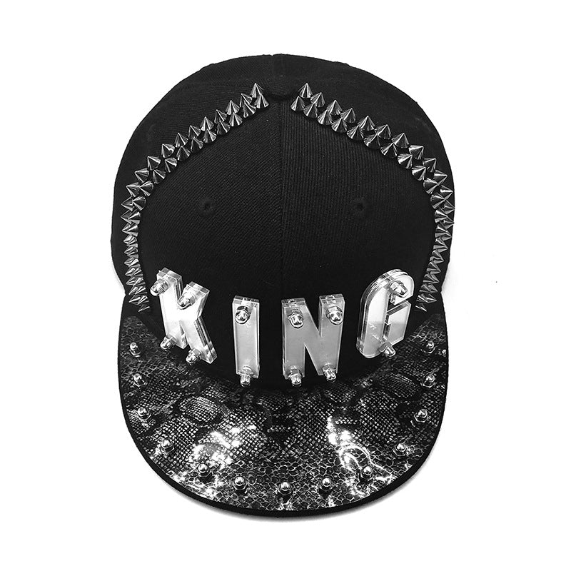 Hip-hop Flat-brimmed Cap Acrylic Letter Punk