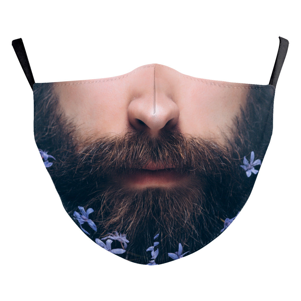 Christmas Beard Digital Printing Face Creative Double-layer Dust Mask