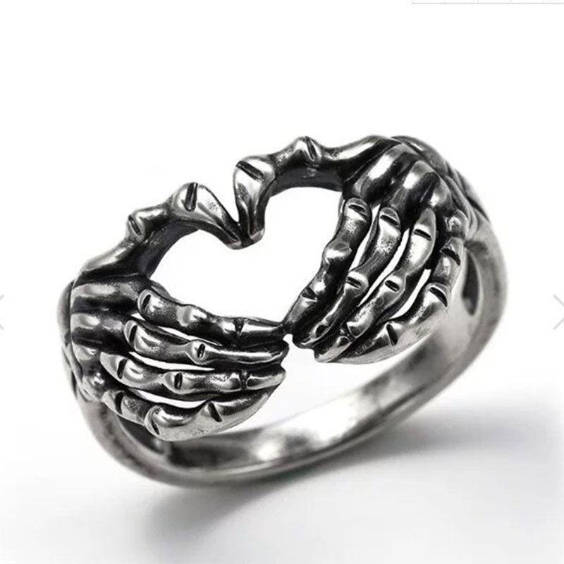 Love Gesture Retro Skeleton Hand Ring