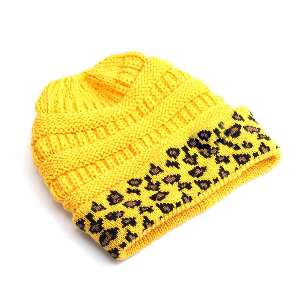 Beanie Women's Warm Leopard Print Knitted Hat Winter