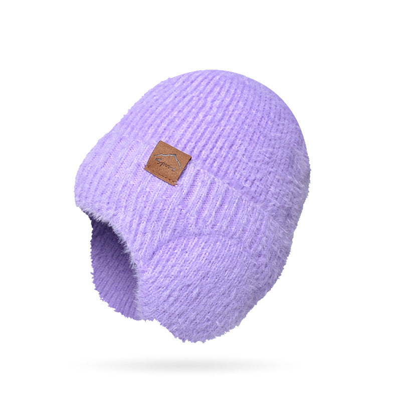 Winter Warm Plush Knitted Cold-proof Earflaps Slipover Hat