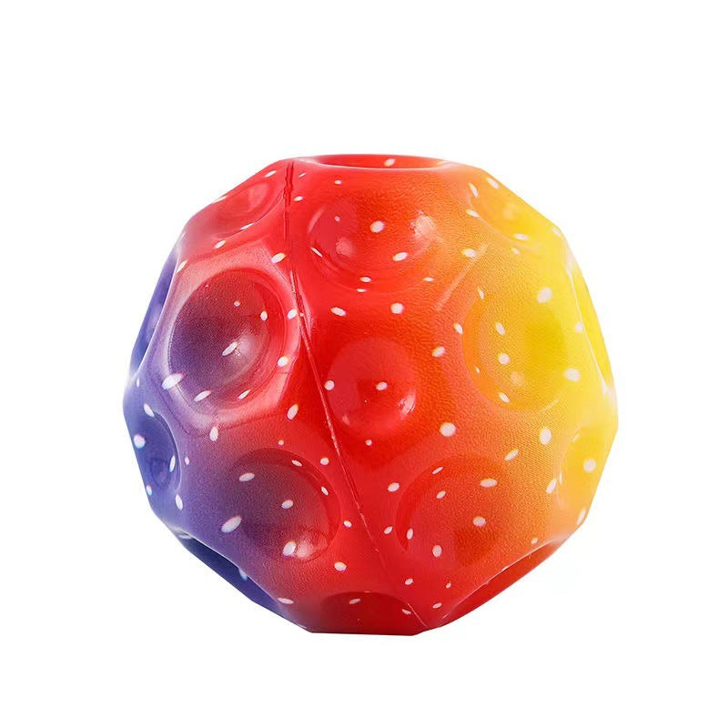 Colorful Hole Ball Soft Bouncy Ball Anti-fall Moon Shape Porous Bouncy Ball Kids Indoor Toys Ergonomic Design Elastic Ball