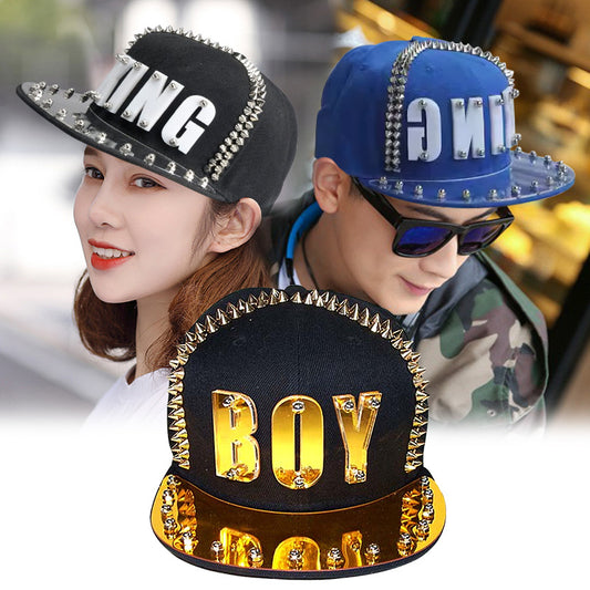 Hip-hop Flat-brimmed Cap Acrylic Letter Punk