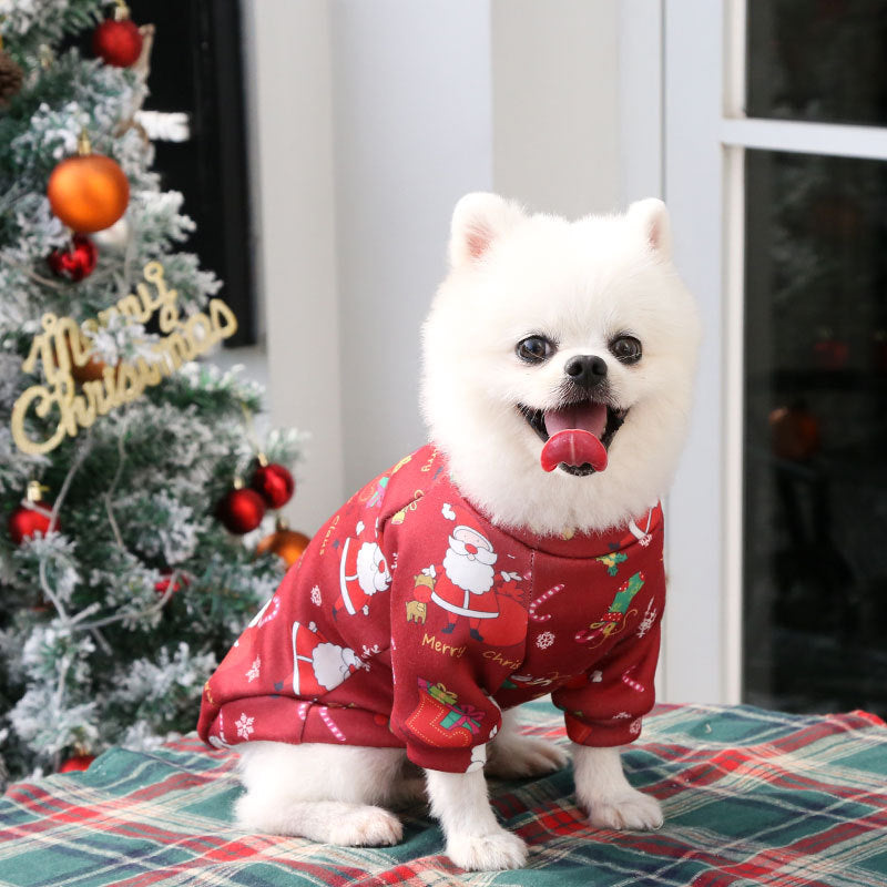 Medium And Large Dogs, Cats, Teddy Bears, Fudge Clothes, Fleece, Christmas Print Sweater, Spring, Autumn And Winter Pet Supplies