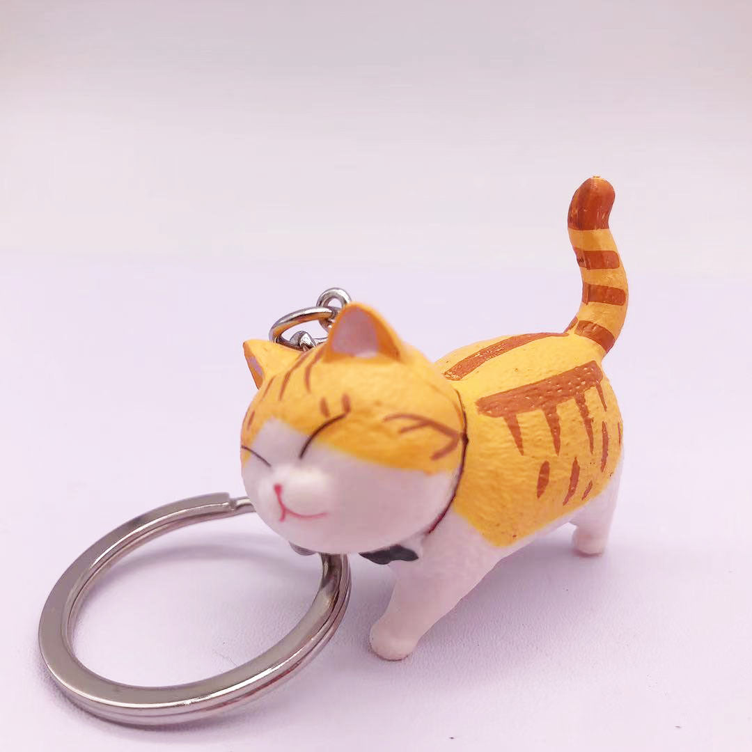 Creative New Vinyl Cartoon Kitten Key Chain Cat Pet Shop Gift Accessories Bag Car Key Chain