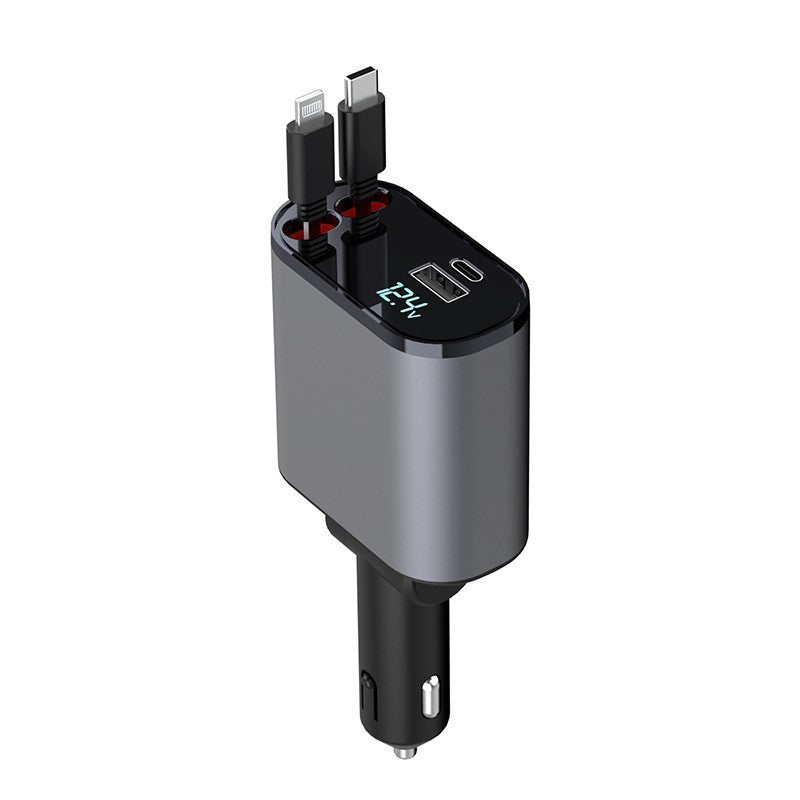 Metal Car Charger 100W Super Fast Charging Car Cigarette Lighter USB And TYPEC Adapter