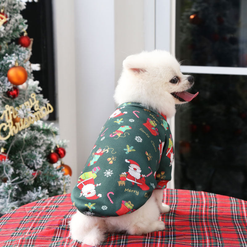 Medium And Large Dogs, Cats, Teddy Bears, Fudge Clothes, Fleece, Christmas Print Sweater, Spring, Autumn And Winter Pet Supplies